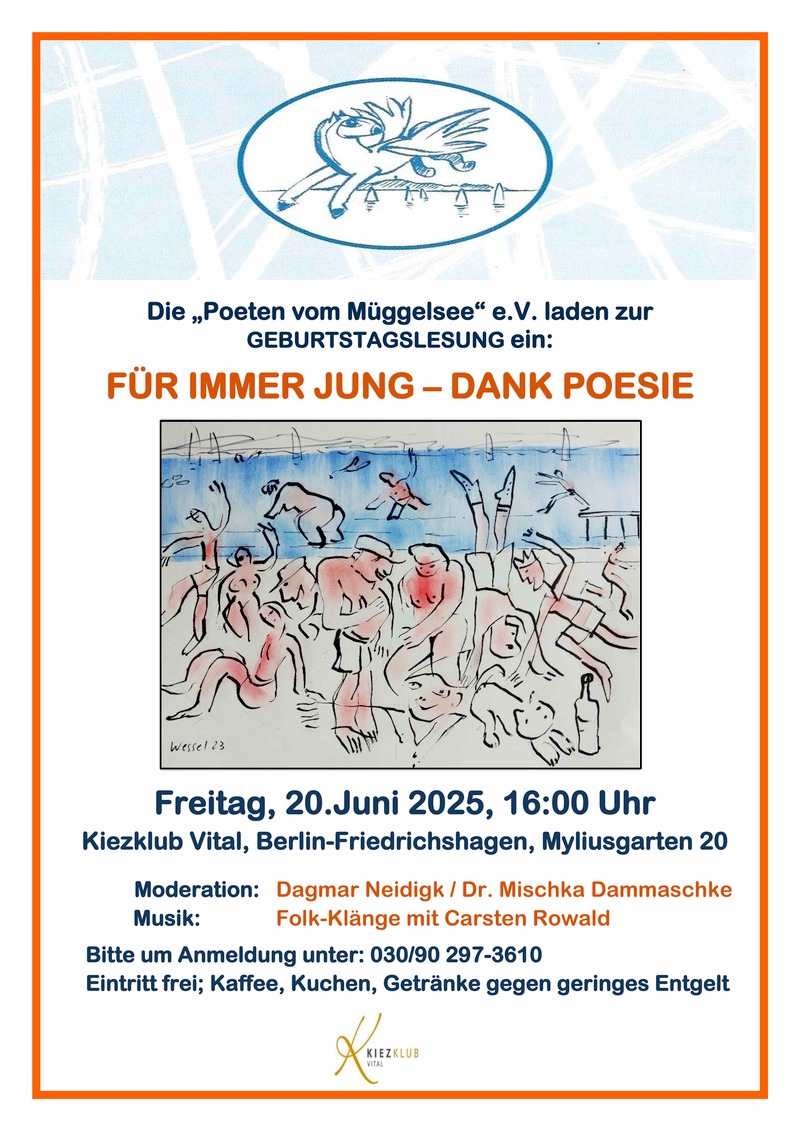 Lesung „Für immer jung – dank Poesie“ in Friedrichshagen, Rahnsdorf Lesung „Für immer jung – dank Poesie“ in Friedrichshagen, Rahnsdorf