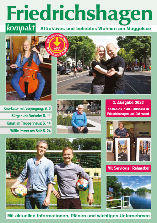 Cover der aktuellen Ausgabe der Jahresbroschüre „Friedrichshagen & Rahnsdorf kompakt“